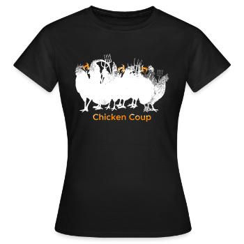 Chicken Coup - Weiße Hühner auf Grau - Frauen T-Shirt - Schwarz - Vorne - AI Model Female 172 dark (172cm)
