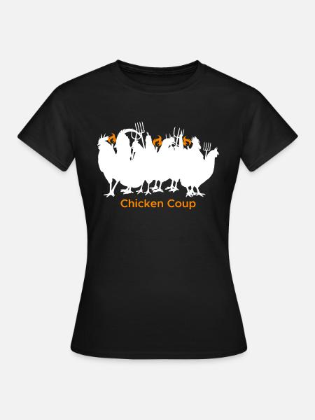 Chicken Coup - Weiße Hühner auf Schwarz - Frauen T-Shirt - Schwarz