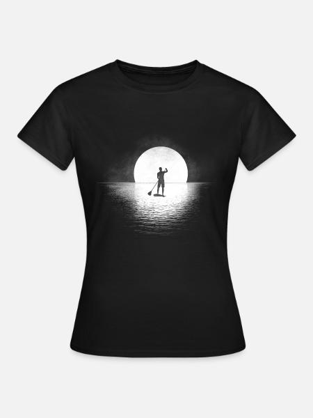 stand up paddling sup mann silhouette - Frauen T-Shirt - Schwarz