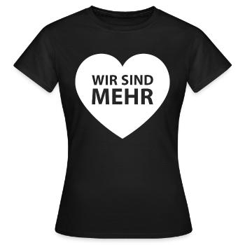 Wir Sind Mehr Herz Demo Demonstration Gegen Nazis - Frauen T-Shirt - Schwarz - Vorne - AI Model Female 172 dark (172cm)