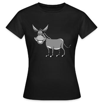donkey funny laugh grin stupid animal muli funny n - Women's T-Shirt - black - Front - AI Model Female 172 dark (172cm)