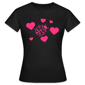 Petit modèle d'amour coeur coccinelle - T-shirt Femme - noir - Devant - AI Model Female 172 dark (172cm)
