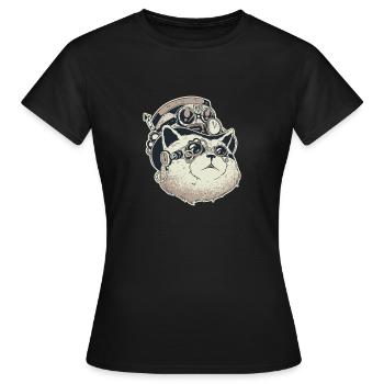 Steampunk Cat - Women's T-Shirt - black - Front - AI Model Female 172 dark (172cm)
