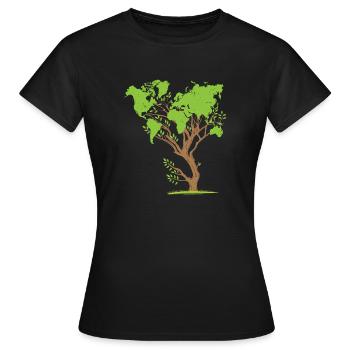 Carte du monde arbre protection du climat protection de l'environnement terre - T-shirt Femme - noir - Devant - AI Model Female 172 dark (172cm)