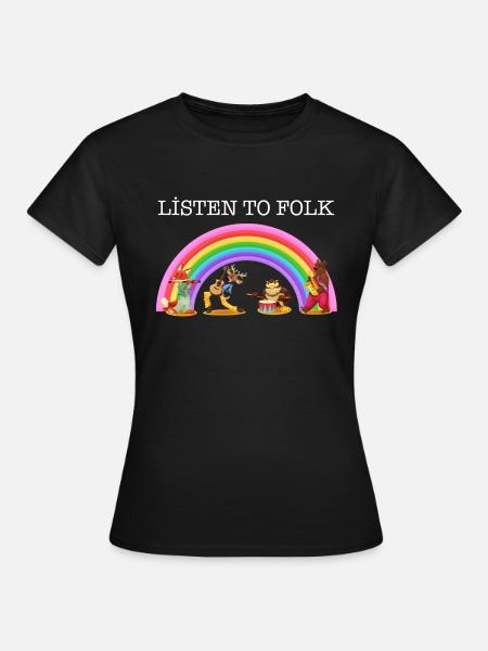 Hören Sie Folk - Dame-T-shirt - sort