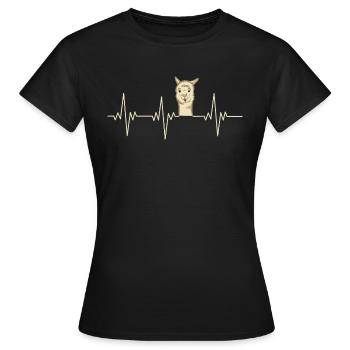 Heartbeat Alpaca Herzschlag Alpaka Llama Geschenk - Frauen T-Shirt - Schwarz - Vorne - AI Model Female 172 dark (172cm)