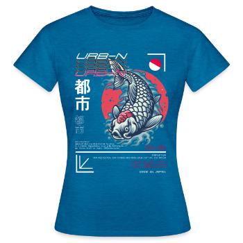 Japanese Art Style Koi Fish - Women's T-Shirt - antique blue sapphire heather - Front - AI Model Female 172 dark (172cm)