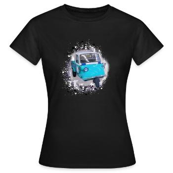 Dreirad,rikscha, graffiti, malerei, blau, auto,Ape - Frauen T-Shirt - Schwarz - Vorne - AI Model Female 172 dark (172cm)