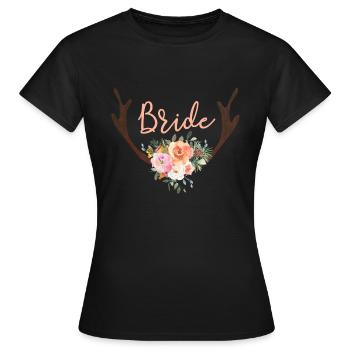 Bois Fleurs Boho Team Bride 1 - T-shirt Femme - noir - Devant - AI Model Female 172 dark (172cm)
