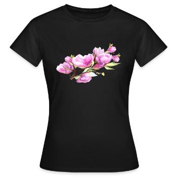 Magnolia Printemps Fleur Été - T-shirt Femme - noir - Devant - AI Model Female 172 dark (172cm)