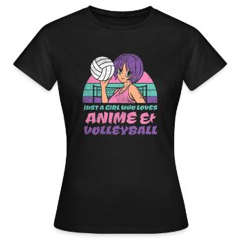 Anime Girl Volleyball Cosplay Manga Merch Gift - Women's T-Shirt - black - Front - AI Model Female 172 dark (172cm)