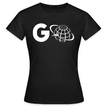 "Go Travel" Travel World Map T-shirt ,Traveler - T-shirt Femme - noir - Devant - AI Model Female 172 dark (172cm)