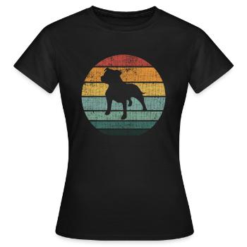 Staffordshire Hund Hund Staffy Retro Animal UK Spaß - Frauen T-Shirt - Schwarz - Vorne - AI Model Female 172 dark (172cm)