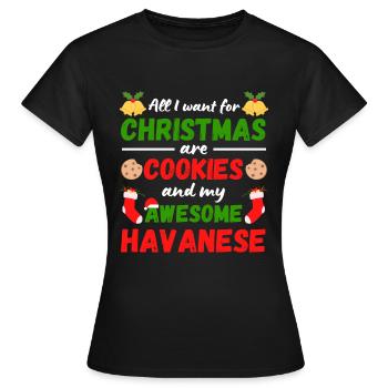 Christmas Havanese Biscuits - Women's T-Shirt - black - Front - AI Model Female 172 dark (172cm)