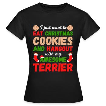 Biscuits de Noël Terrier - T-shirt Femme - noir - Devant - AI Model Female 172 dark (172cm)
