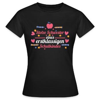 Schulkind Schwester Schüler Schulanfang Einschulun - Frauen T-Shirt - Schwarz - Vorne - AI Model Female 172 dark (172cm)