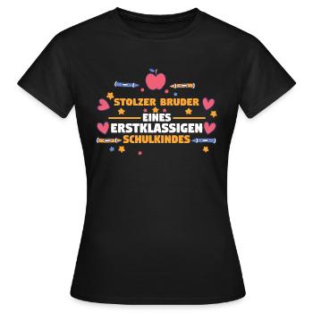 Schüler Bruder Schulanfang Einschulung Schulkind - Frauen T-Shirt - Schwarz - Vorne - AI Model Female 172 dark (172cm)