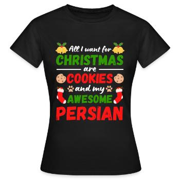 Weihnachten Perser Katze Kekse - Frauen T-Shirt - Schwarz - Vorne - AI Model Female 172 dark (172cm)