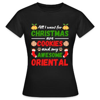 Weihnachten Orientalische Katze Kekse - Frauen T-Shirt - Schwarz - Vorne - AI Model Female 172 dark (172cm)