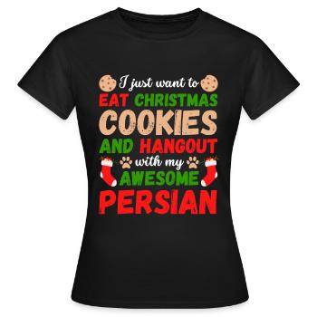 Weihnachten Perser Katze Kekse - Frauen T-Shirt - Schwarz - Vorne - AI Model Female 172 dark (172cm)