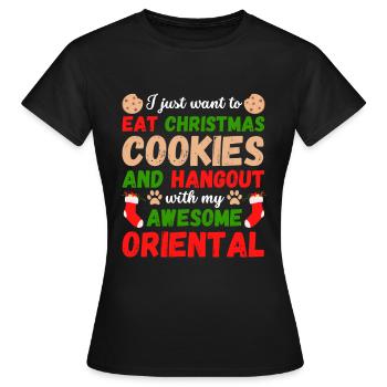 Weihnachten Orientalische Katze Kekse - Frauen T-Shirt - Schwarz - Vorne - AI Model Female 172 dark (172cm)