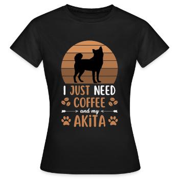 Akita Kaffee Retro Hund Cafe - Frauen T-Shirt - Schwarz - Vorne - AI Model Female 172 dark (172cm)