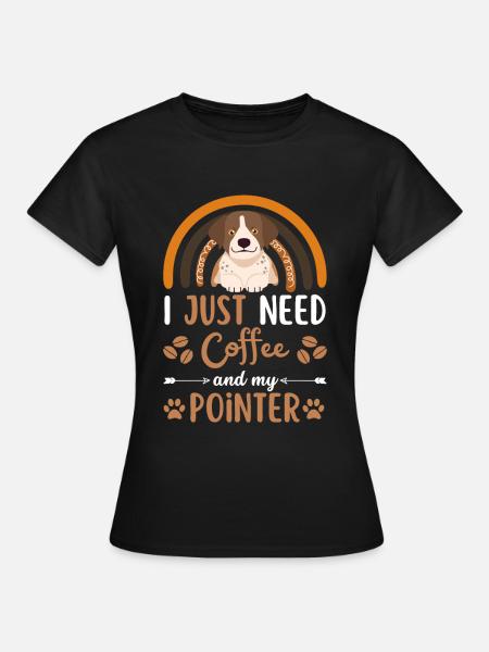 Cute english pointer coffee dog cafe kawaii - Women's T-Shirt - black