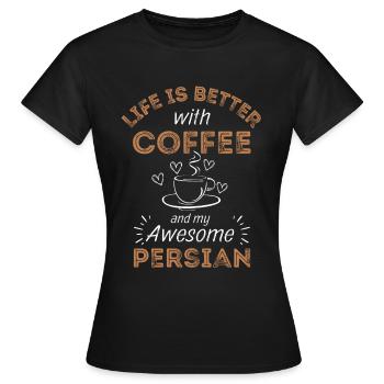 Perser Katze Kaffee Cafe - Frauen T-Shirt - Schwarz - Vorne - AI Model Female 172 dark (172cm)