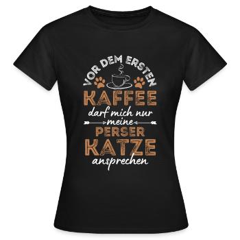 Perser Katze Kaffee Cafe - Frauen T-Shirt - Schwarz - Vorne - AI Model Female 172 dark (172cm)