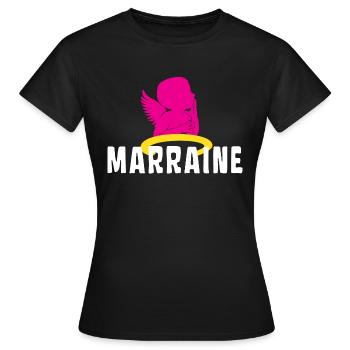 Marraine Bébé Ange Baptême - T-shirt Femme - noir - Devant - AI Model Female 172 dark (172cm)