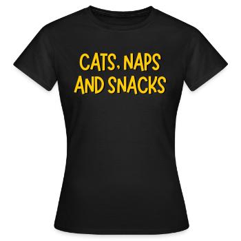 SIESTES ET COLLATIONS POUR CHATS - T-shirt Femme - noir - Devant - AI Model Female 172 dark (172cm)