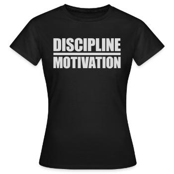 Citation de discipline sur la motivation - T-shirt Femme - noir - Devant - AI Model Female 172 dark (172cm)