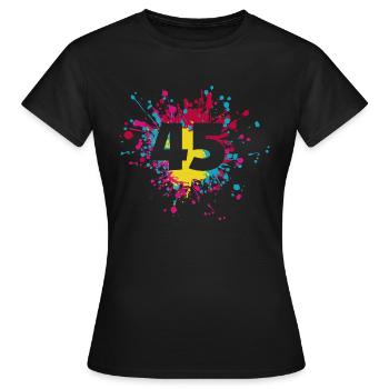 Numéro 45e éclaboussure de couleur - T-shirt Femme - noir - Devant - AI Model Female 172 dark (172cm)