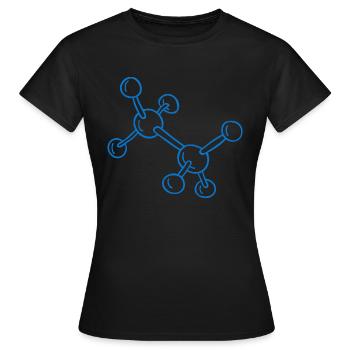Logo de l’étudiant en chimie Logo de la structure atomique - T-shirt Femme - noir - Devant - AI Model Female 172 dark (172cm)