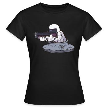 Astronaute avec arme - T-shirt Femme - noir - Devant - AI Model Female 172 dark (172cm)