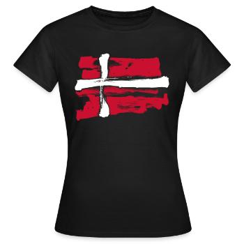 Dänemark Flagge / Pinsel Striche - Frauen T-Shirt - Schwarz - Vorne - AI Model Female 172 dark (172cm)