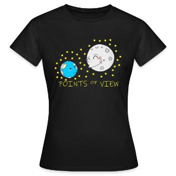 Conception mignonne de points de vue positifs de la lune et de la terre - T-shirt Femme - noir - Devant - AI Model Female 172 dark (172cm)