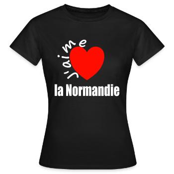 J'aime la Normandie (ich liebe die Normandie) - Frauen T-Shirt - Schwarz - Vorne - AI Model Female 172 dark (172cm)