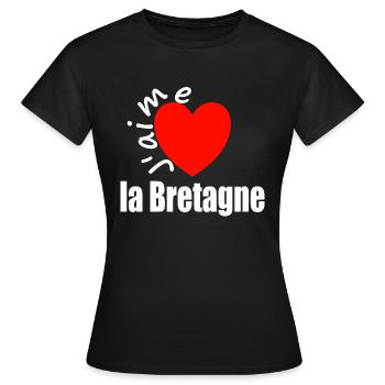 J'aime la Bretagne (ich liebe die Bretagne) - Frauen T-Shirt - Schwarz - Vorne - AI Model Female 172 dark (172cm)