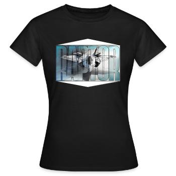kampfjet ,raptor, - Frauen T-Shirt - Schwarz - Vorne - AI Model Female 172 dark (172cm)