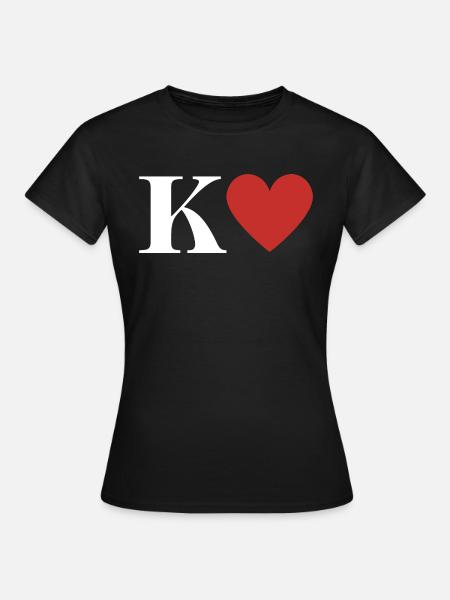 Buchstabe k Rotes Herz - Frauen T-Shirt - Schwarz