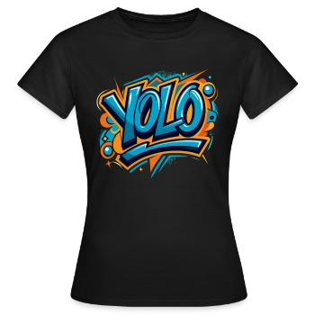 YOLO (Du lebst nur einmal) - Frauen T-Shirt - Schwarz - Vorne - AI Model Female 172 dark (172cm)
