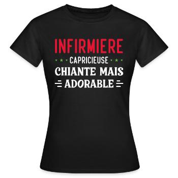 Infirmière adorable - T-shirt Femme - noir - Devant - AI Model Female 172 dark (172cm)