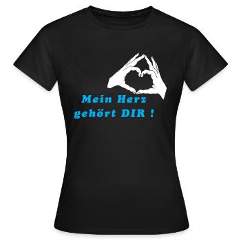 Hände formen ein Herz. Mein Herz gehört DIR ! - Frauen T-Shirt - Schwarz - Vorne - AI Model Female 172 dark (172cm)