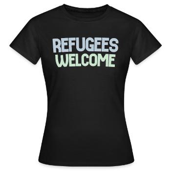 Les réfugiés accueillent rétro - T-shirt Femme - noir - Devant - AI Model Female 172 dark (172cm)