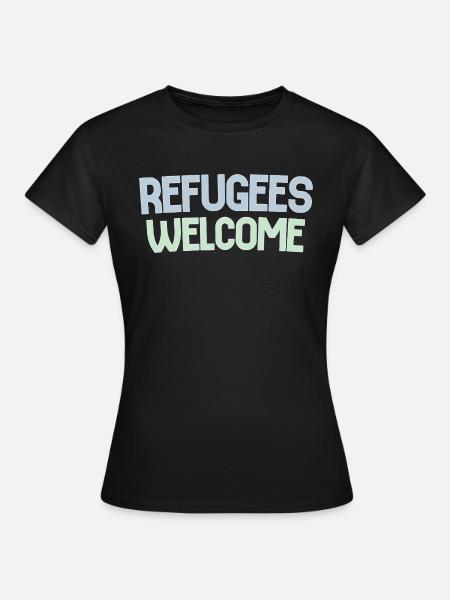 Flüchtlinge willkommen retro - Frauen T-Shirt - Schwarz