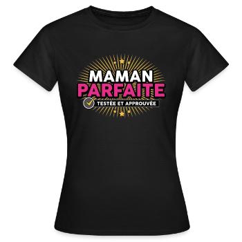 maman testée approuvée - T-shirt Femme - noir - Devant - AI Model Female 172 dark (172cm)