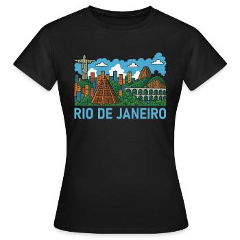 Rio de Janeiro, Brésil - T-shirt Femme - noir - Devant - AI Model Female 172 dark (172cm)
