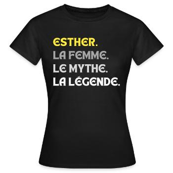 ESTHER LA FEMME LE MYTHE - T-shirt Femme - noir - Devant - AI Model Female 172 dark (172cm)