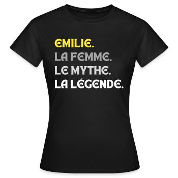 EMILIE LA FEMME LE MYTHE LA - T-shirt Femme - noir - Devant - AI Model Female 172 dark (172cm)